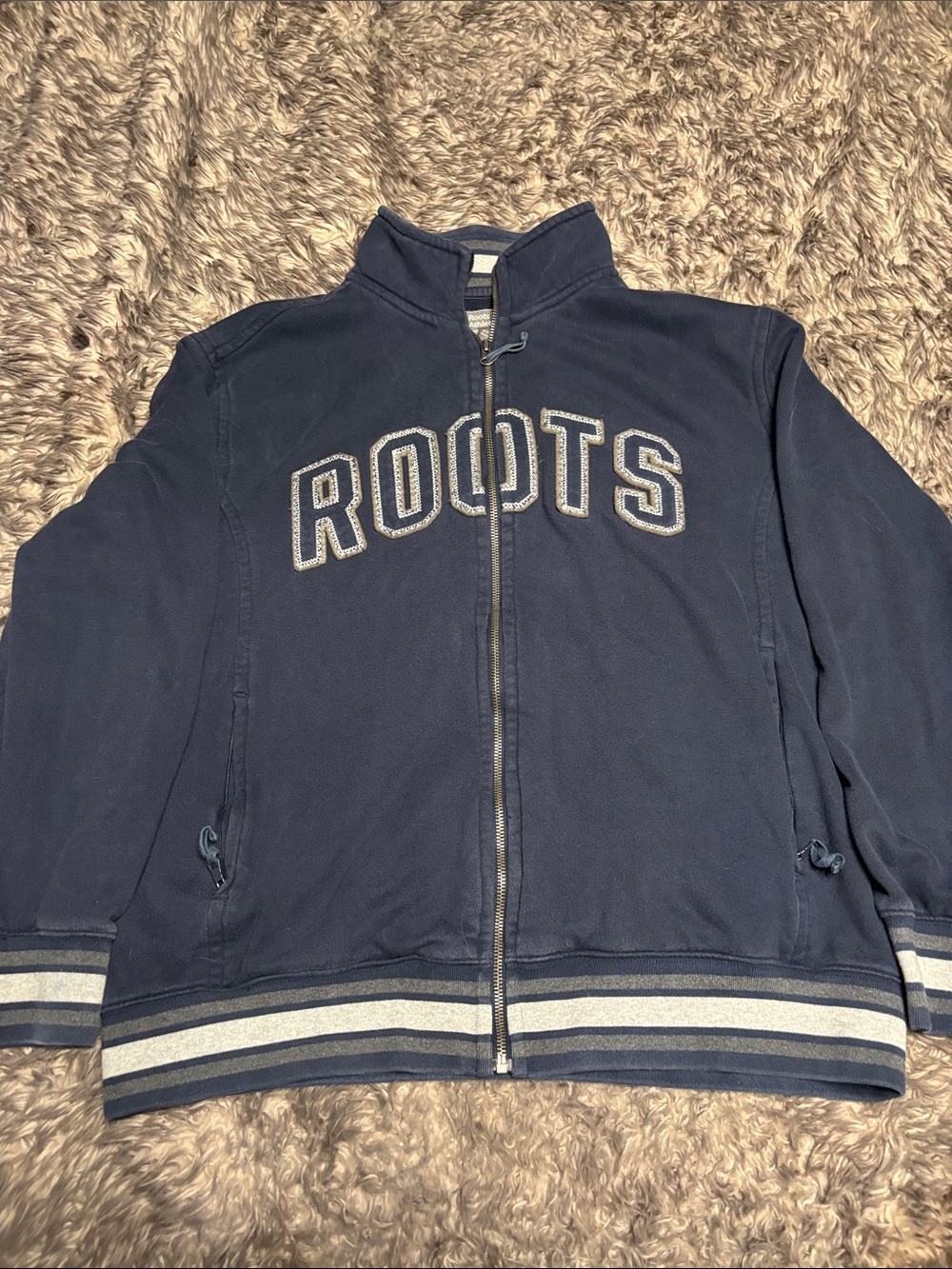 Roots 73 Athletics Fleece Track Jacket Men’s XL Navy Full Zip Zipper Pockets
